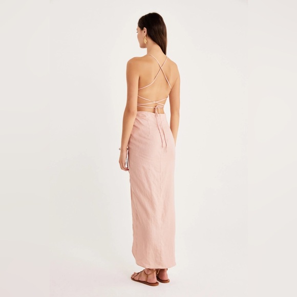 💫HP‼️💫 NWT Revolve RUMER THE LABEL “Loulou” Linen Maxi Dress in Prima, Sz Medium - Picture 4 of 11